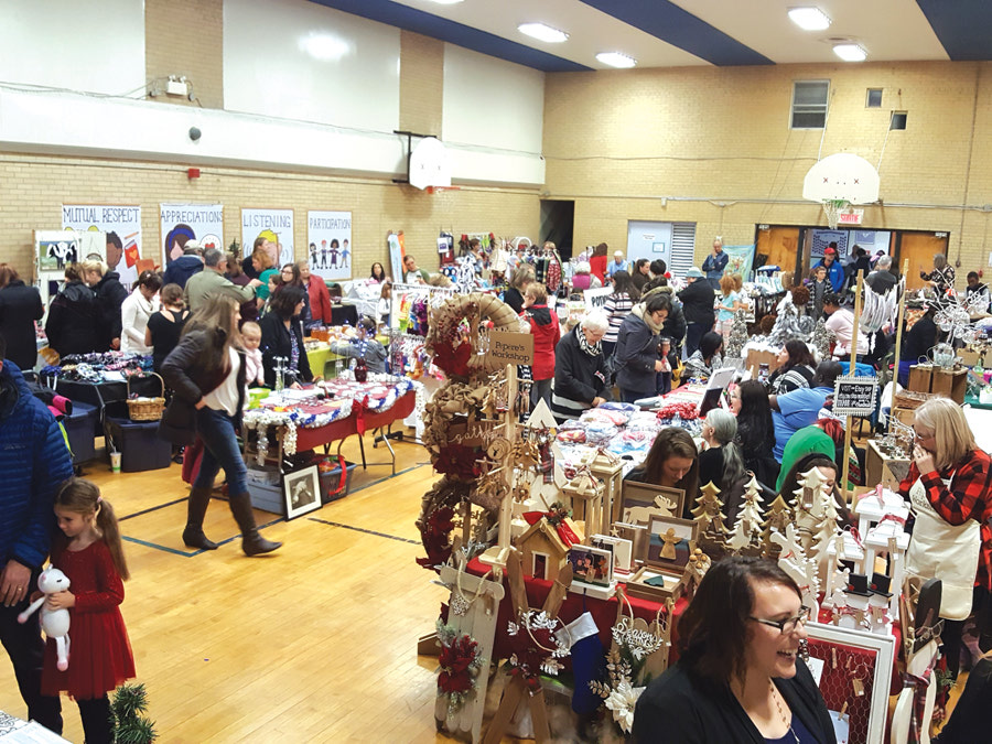 Lord Aylmer Christmas Bazaar under first snow