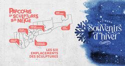 Légende de la photo 1 : Carte montrant les six emplacements des sculptures. 