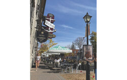 Rue Principal is getting set up for a long weekend of festivities. Photo: ZMR