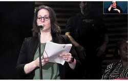 At Gatineau’s May 13 council meeting, residents led by Angie Bonenfant challenged a proposed eight-storey development in Aylmer, calling for more respectful and community-based planning. Photo: Tashi Farmilo