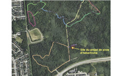Map of the trails in the Boucher Forest and location of the future obstacle course. Photo: Courtesy