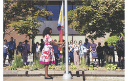 Gatineau launched Pride Week on August 15 with speeches in front of City Hall, the raising of the progressive Pride flag, and the start of a week-long program of cultural, educational, and community events celebrating diversity and defending 2SLGBTQIA+ rights. Photo: Tashi Farmilo