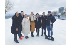 From Left to Right: Bettyna Bélizaire, Plateau councillor, Edmond Leclerc, Buckingham Councillor, Caroline Murray, Deschênes councillor, Maude Marquis-Bissonnette, Gatineau Mayor, Sonia Ben-Arfa, Lucerne Councillor, Vincent Roy, Aylmer Councillor, and Steven Boivin, the previous councillor for Aylmer before the November elections. Photo: Sophie Demers 