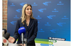 Gatineau Mayor, Maude Marquis-Bissonette during a budget week press conference. Photo: Sophie Demers