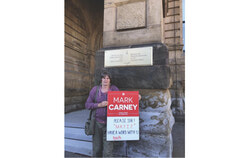 Michelle Goodman, Trans rights advocate, in front of the Office of the Prime Minister and Privy Council in Ottawa. Photo: Courtesy