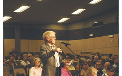 Yves Rochon expressing his concern to City Council on June 9 about the Normandie Road and how it should be plowed in the winter (JO) Photo: Jude Osmond