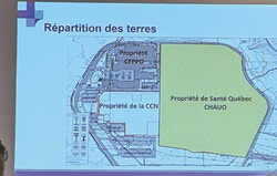 In yellow on the right, the portion of land that will be occupied by the CHAU, including the parking lot on the Asticou site. Photo: Drazen Seslija