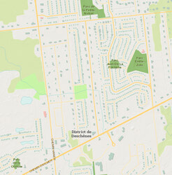 Illustration de l’Atlas de Gatineau montre qu’il n’y a pas de risque d’inondation le long du Chemin Vanier entre les chemins Aylmer et McConnell. Photo : Courtoisie Gatineau.ca.