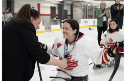 Photo caption: Émilie Charron-Pilotte of Canada’s national women’s Para hockey team receives silver in the 2023 Women’s World Challenge in the United States. Photo credit: Women’s Para Hockey of Canada Website