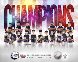Photo: 1st row (left to right - players) Anthony Vallières, Diego Saavedra, Jackson Mousseau, Olivier Larouche, Emery Tavarez, Antoine Archambault, Luka Frost, Louis Gagnon, Théo Papineau, Vincent Pellerin, Parker Hitz. 2nd row (left to right - coaches) Jonathan Hitz, Joey Mousseau, Alain Gagnon, Henry Tavarez, Frank Larouche, Emilio Saavedra.