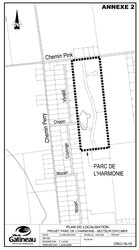 Le développement immobilier au parc de l'Harmonie est près du croisement du chemin Pink et chemin Perry.
Photo: Courtoisie