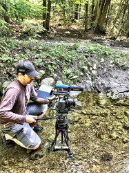 Patrick Haag en tournage dans la forêt Boucher.
Photo : Patrick Haag