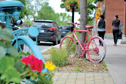 Vélos décoratifs sur la rue Principale qui promeut l’arrivée du Grand Prix
Vieux-Aylmer, le 29 juin.
Photo: LRC