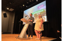 Aylmer district councillor Steven Boivin and Deschênes district councillor Caroline Murray welcome residents to the first of four consultations to gain feedback on the development of the sector’s Special Urban Planning Program (PPU). Photo: Taylor Clark